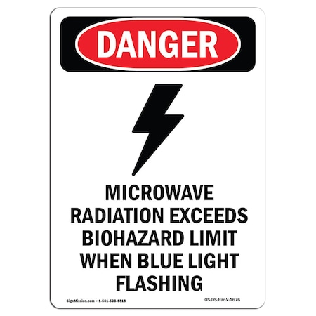 Signmission OSHA Danger Sign, Microwave Radiation, 18in X 12in Aluminum, 12" W, 18" H, Portrait OS-DS-A-1218-V-1676